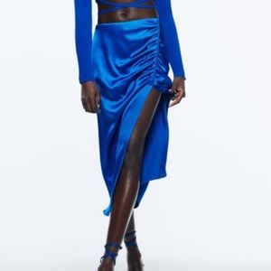 NWT Zara silky ruched skirt